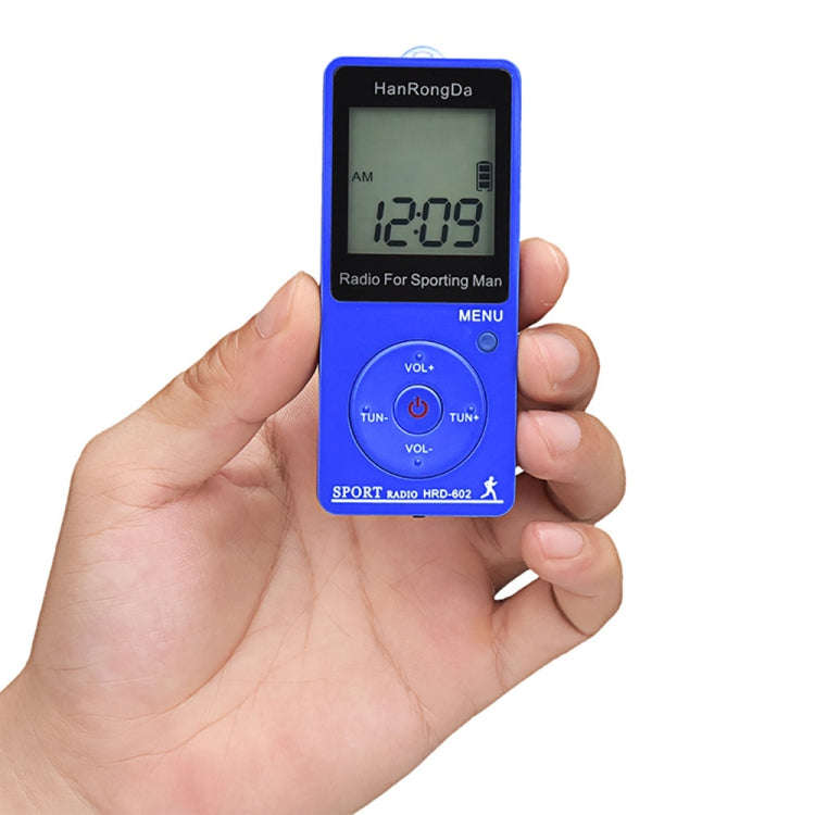 HRD-602 Digital Display FM AM Mini Sports Radio with Step Counting Function (Blue)