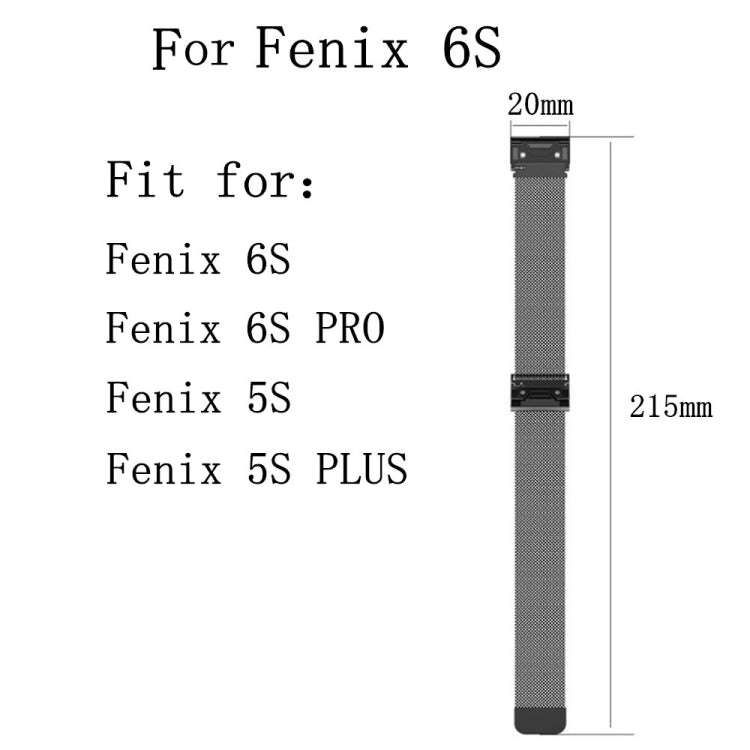 For Garmin Fenix 6S Milanese Watch Band(Silver)