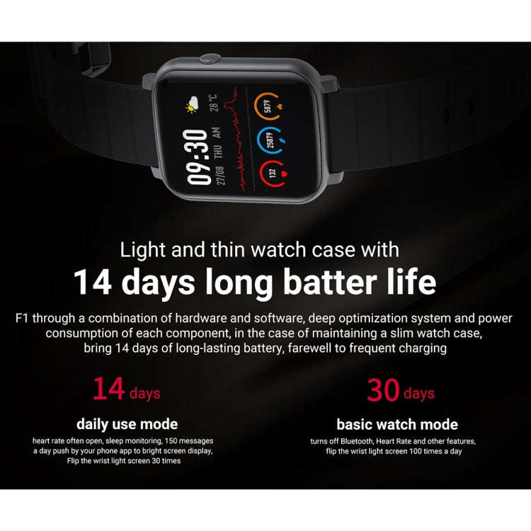 SMA-F1 1.3 inch TFT Full Touch Screen IP68 Waterproof Smart Sports Watch, Support Dynamic Heart R...