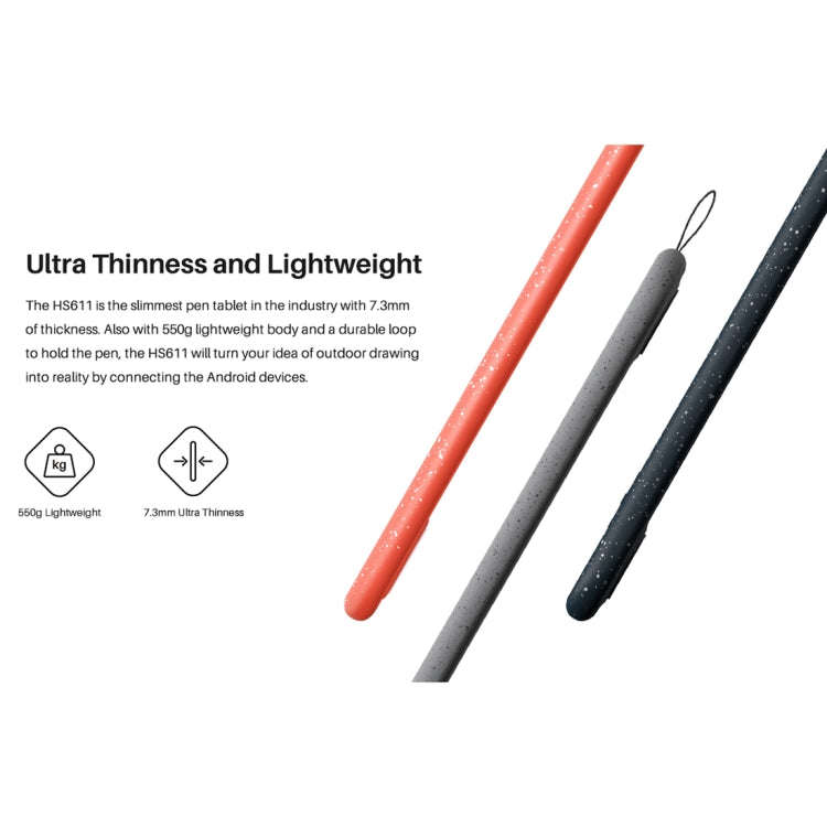 HUION HS611 5080 LPI Touch Strip Art Drawing Tablet for Fun, with Battery-free Pen & Pen Holder (...