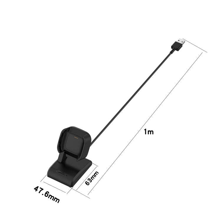Smartwatch Replacement USB Charger Charging Dock Adapter for Fitbit Versa 2, Cable Length: 1m(Black)