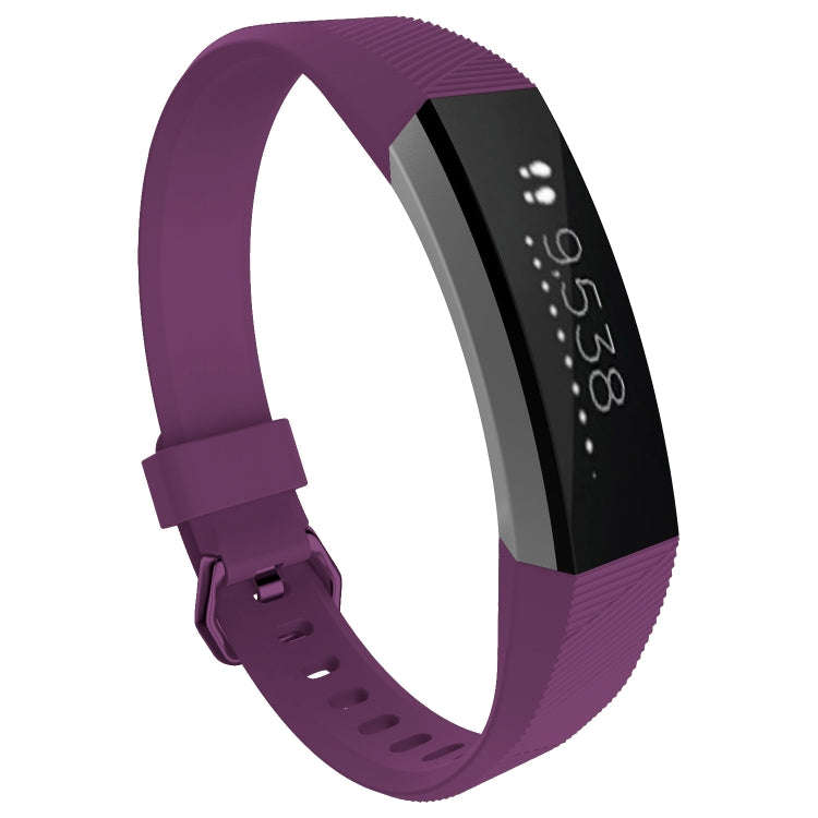 Solid Color Silicone Watch Band for FITBIT Alta / HR, Size: L(Lilac Purple)