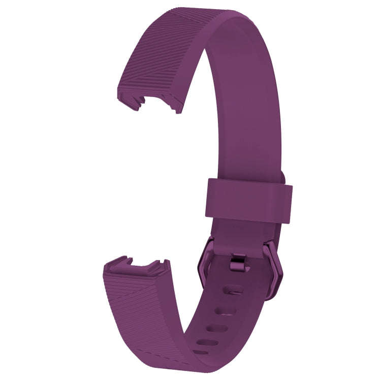 Solid Color Silicone Watch Band for FITBIT Alta / HR, Size: L(Lilac Purple)
