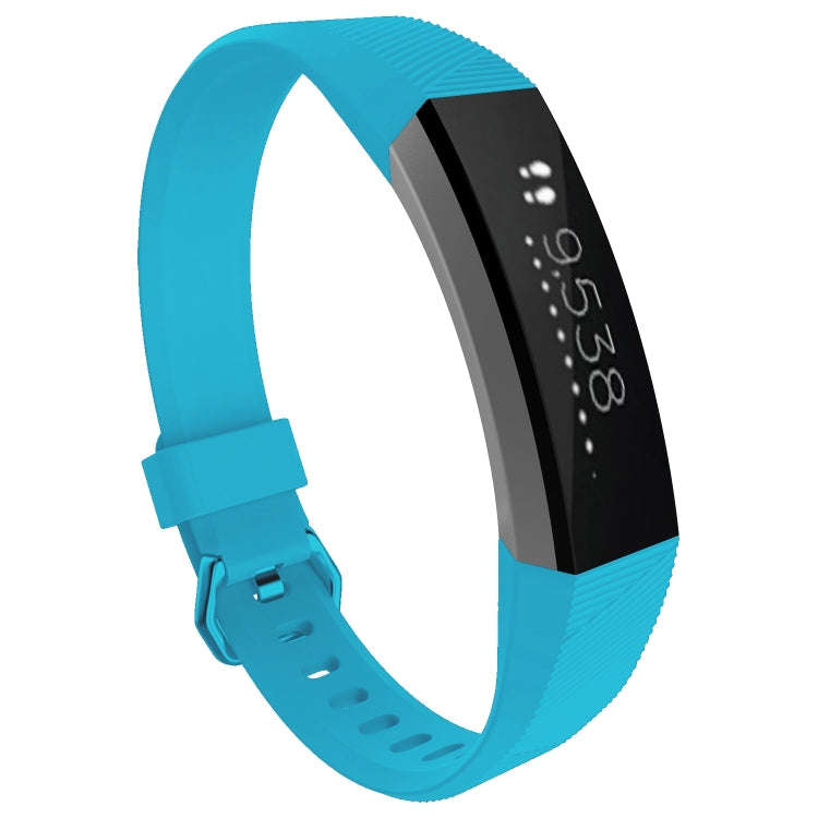 Solid Color Silicone Watch Band for FITBIT Alta / HR, Size: L(Sea Blue)