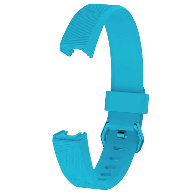 Solid Color Silicone Watch Band for FITBIT Alta / HR, Size: L(Sea Blue)