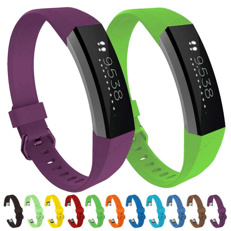Solid Color Silicone Watch Band for FITBIT Alta / HR, Size: L(Green)