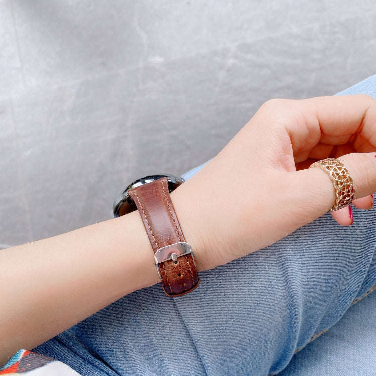 For Samsung Galaxy Watch 22mm Smart Watch Universal Double-sided Leather Small Watch Band(Coffee)
