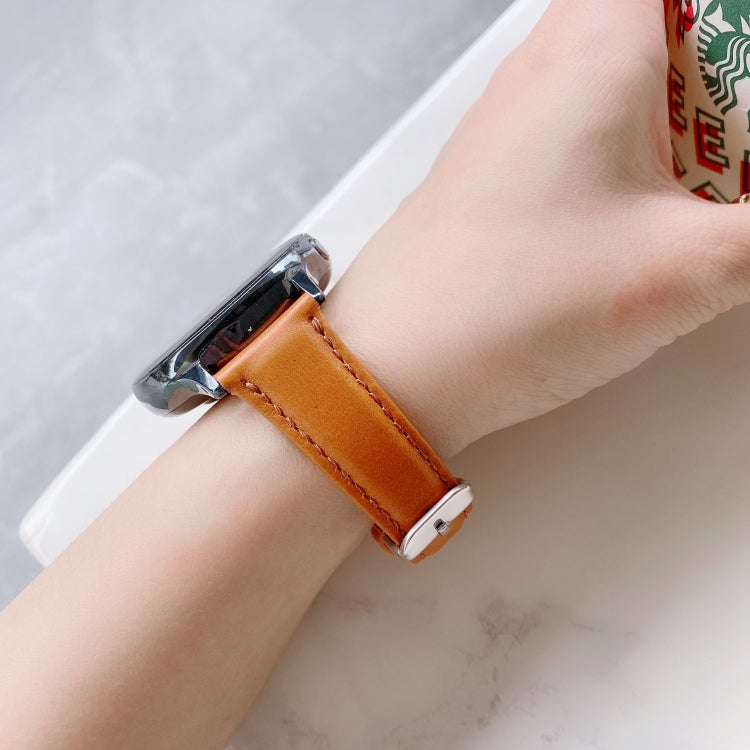 For Samsung Galaxy Watch 20mm Smart Watch Universal Double-sided Leather Small Watch Band(Khaki)
