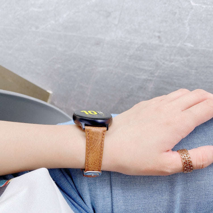 For Samsung Galaxy Watch 20mm Smart Watch Universal Double-sided Leather Small Watch Band(Brown)