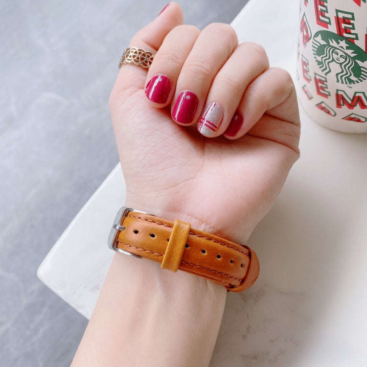 For Samsung Galaxy Watch 20mm Smart Watch Universal Double-sided Leather Small Watch Band(Brown)
