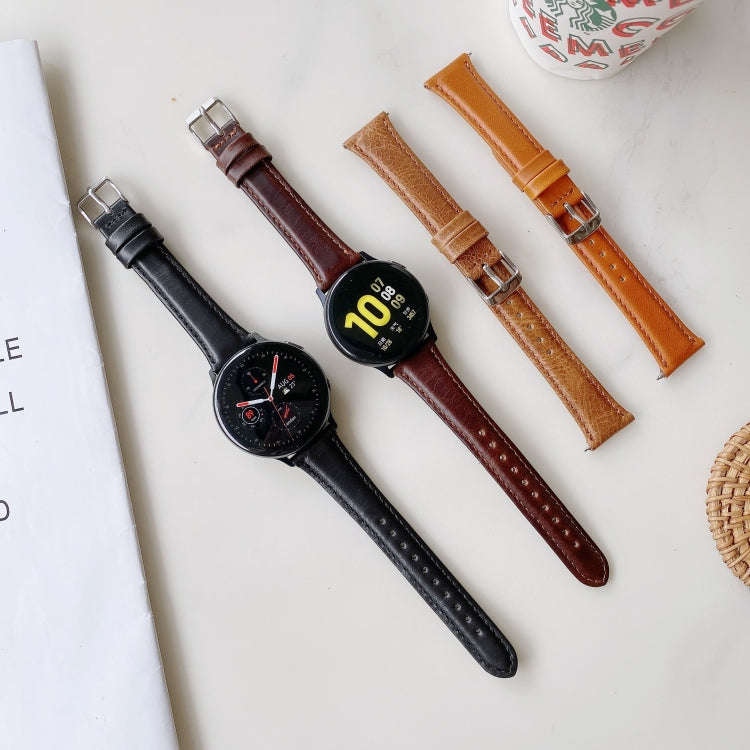 For Samsung Galaxy Watch 20mm Smart Watch Universal Double-sided Leather Small Watch Band(Brown)