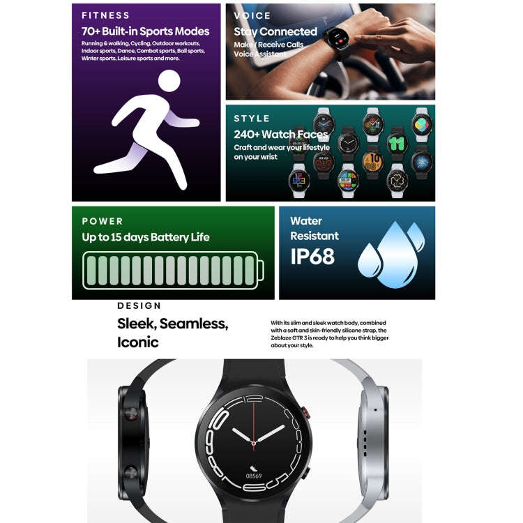 Zeblaze GTR 3 1.32 inch Smart Watch, Support Voice Calling / Heart Rate / Blood Oxygen / On-Wrist...