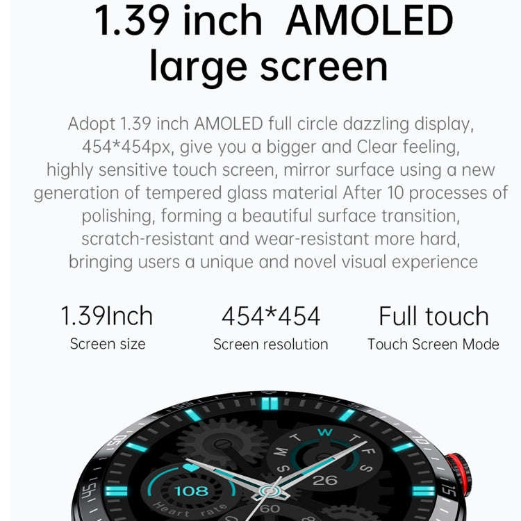 DW16 1.39 inch AMOLED Screen Smart Watch, Support Heart Rate / Blood Pressure Monitoring, Leather...