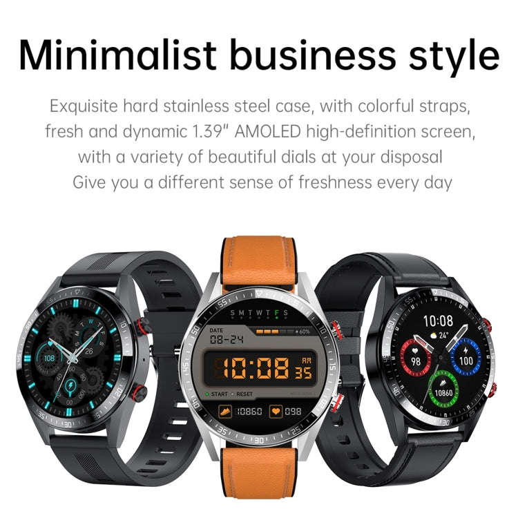 DW16 1.39 inch AMOLED Screen Smart Watch, Support Heart Rate / Blood Pressure Monitoring, Leather...