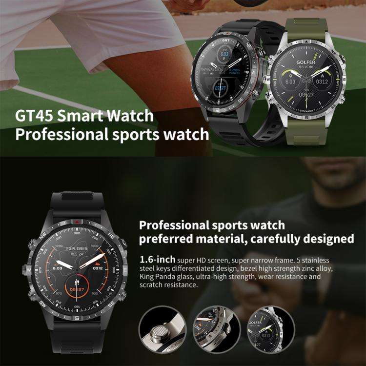 HAMTOD GT45 1.6 inch Waterproof Smart Watch, Support Bluetooth Call / Heart Rate / Blood Oxygen M...