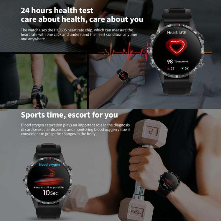 HAMTOD GT45 1.6 inch Waterproof Smart Watch, Support Bluetooth Call / Heart Rate / Blood Oxygen M...