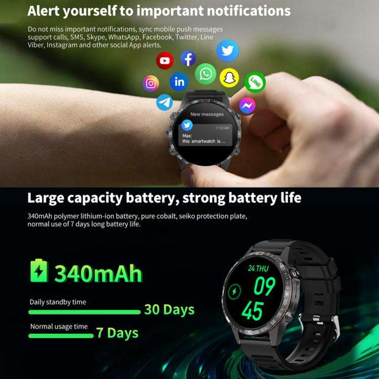 HAMTOD GT45 1.6 inch Waterproof Smart Watch, Support Bluetooth Call / Heart Rate / Blood Oxygen M...