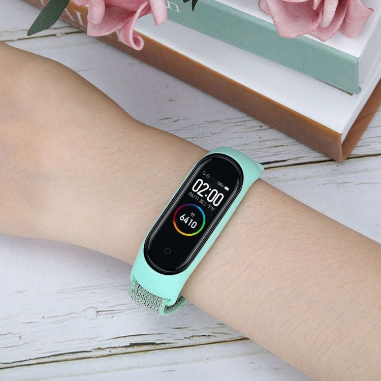 Smart Watch Nylon Woven Watch Band for Xiaomi Mi Band 3 / 4(Mint Green)