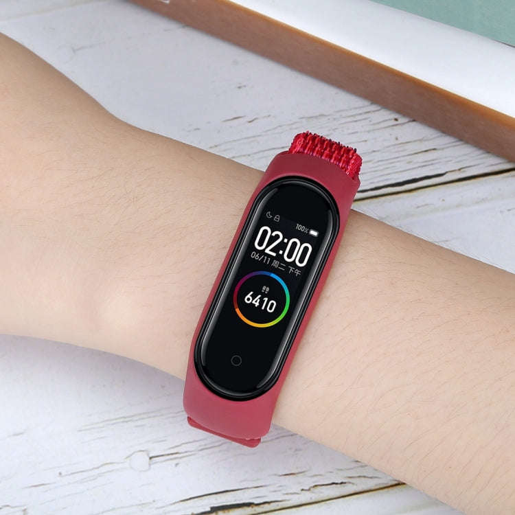 Smart Watch Nylon Woven Watch Band for Xiaomi Mi Band 3 / 4(Red)