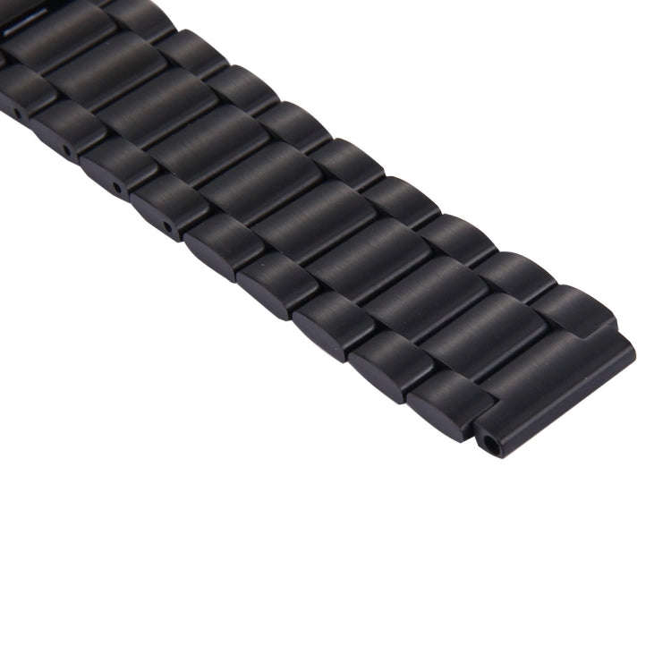 For Huawei Smart Watch Hidden Butterfly Buckle 3 Beads Stainless Steel Watchband(Black)