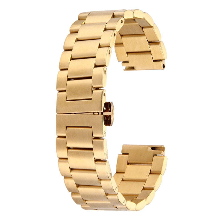 For Huawei Smart Watch Hidden Butterfly Buckle 3 Beads Stainless Steel Watchband(Gold)