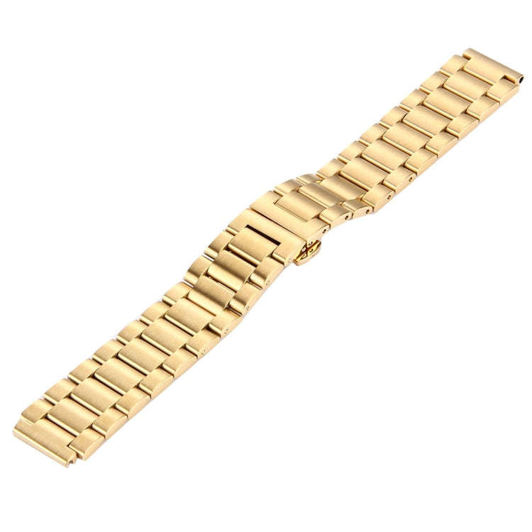 For Huawei Smart Watch Hidden Butterfly Buckle 3 Beads Stainless Steel Watchband(Gold)