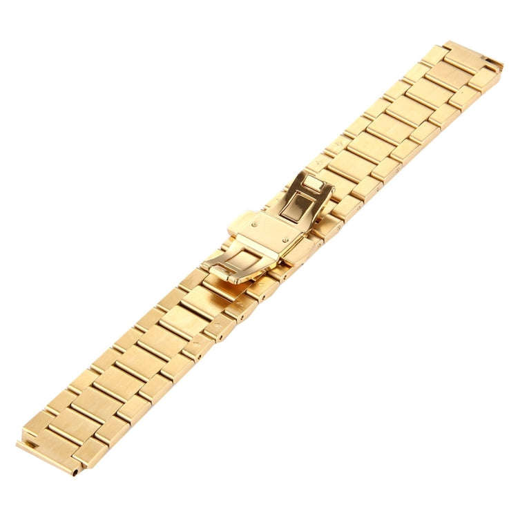 For Huawei Smart Watch Hidden Butterfly Buckle 3 Beads Stainless Steel Watchband(Gold)