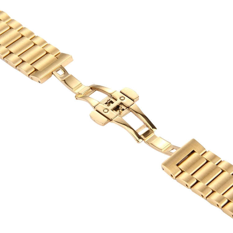 For Huawei Smart Watch Hidden Butterfly Buckle 3 Beads Stainless Steel Watchband(Gold)