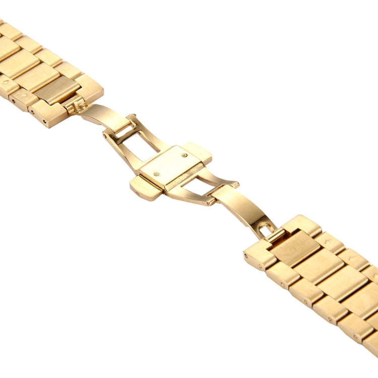 For Huawei Smart Watch Hidden Butterfly Buckle 3 Beads Stainless Steel Watchband(Gold)