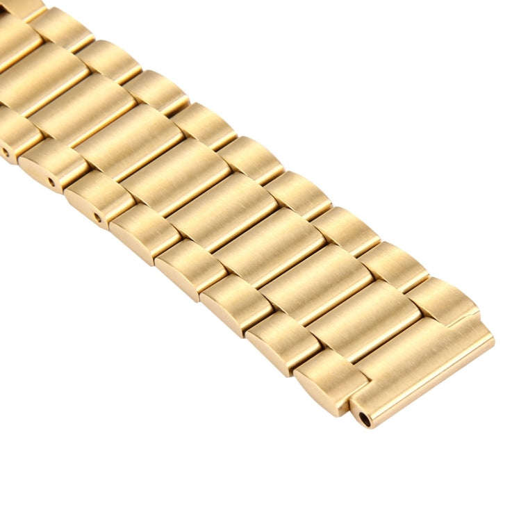 For Huawei Smart Watch Hidden Butterfly Buckle 3 Beads Stainless Steel Watchband(Gold)