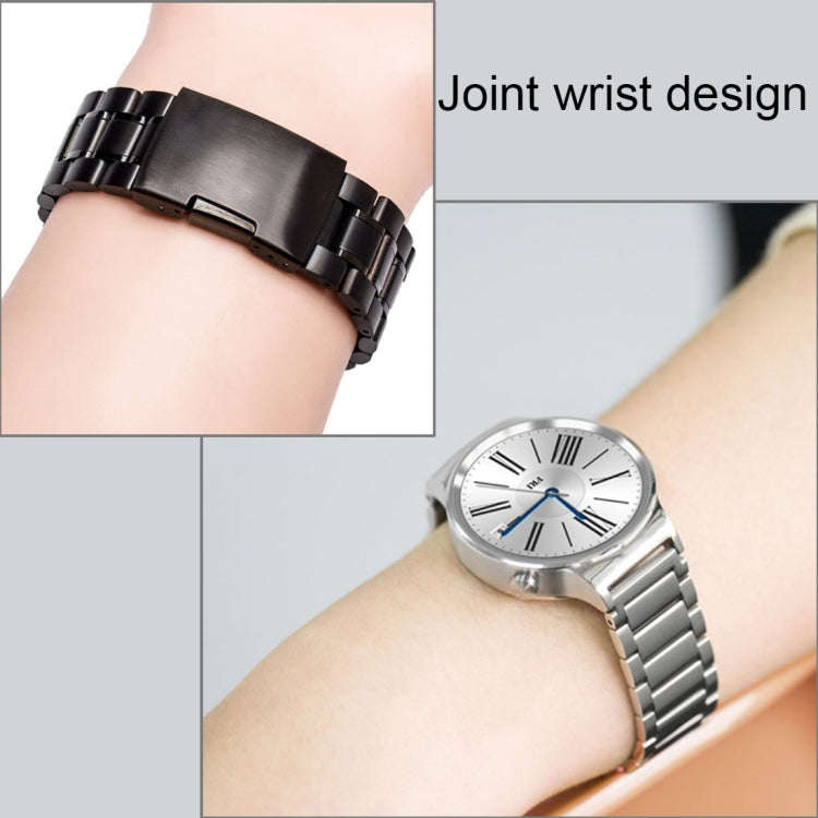 For Huawei Smart Watch Hidden Butterfly Buckle 3 Beads Stainless Steel Watchband(Silver)