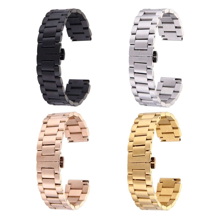 For Huawei Smart Watch Hidden Butterfly Buckle 3 Beads Stainless Steel Watchband(Gold)