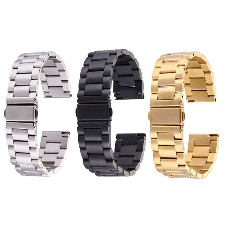 For Samsung Gear S2 Classic Smart Watch Butterfly Buckle 3 Beads Stainless Steel Watchband(Black)