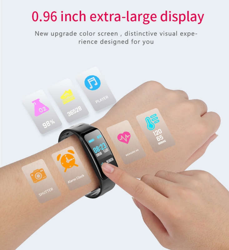 CHIGU C1Plus Fitness Tracker 0.96 inch IPS Screen Smartband Bracelet, IP67 Waterproof, Support Sp...