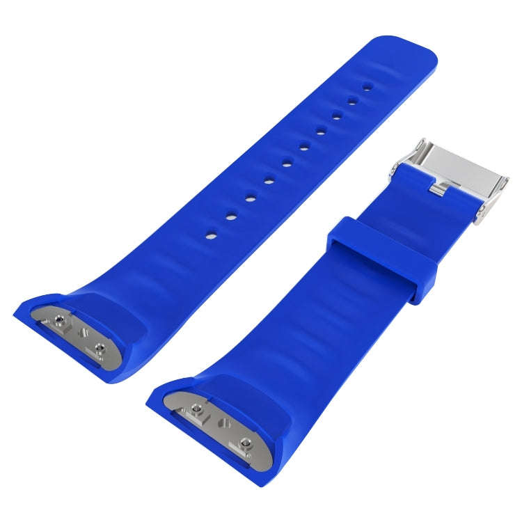 Solid Color Leather Watch Band for Galaxy Gear Fit2 R360 (Blue)