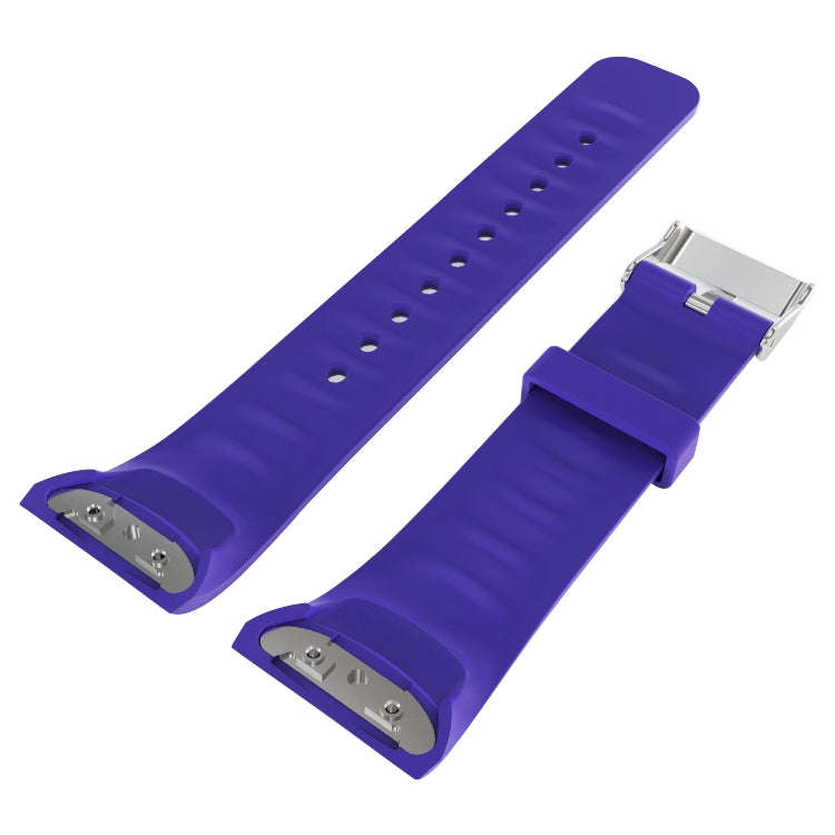 Solid Color Leather Watch Band for Galaxy Gear Fit2 R360 (Purple)