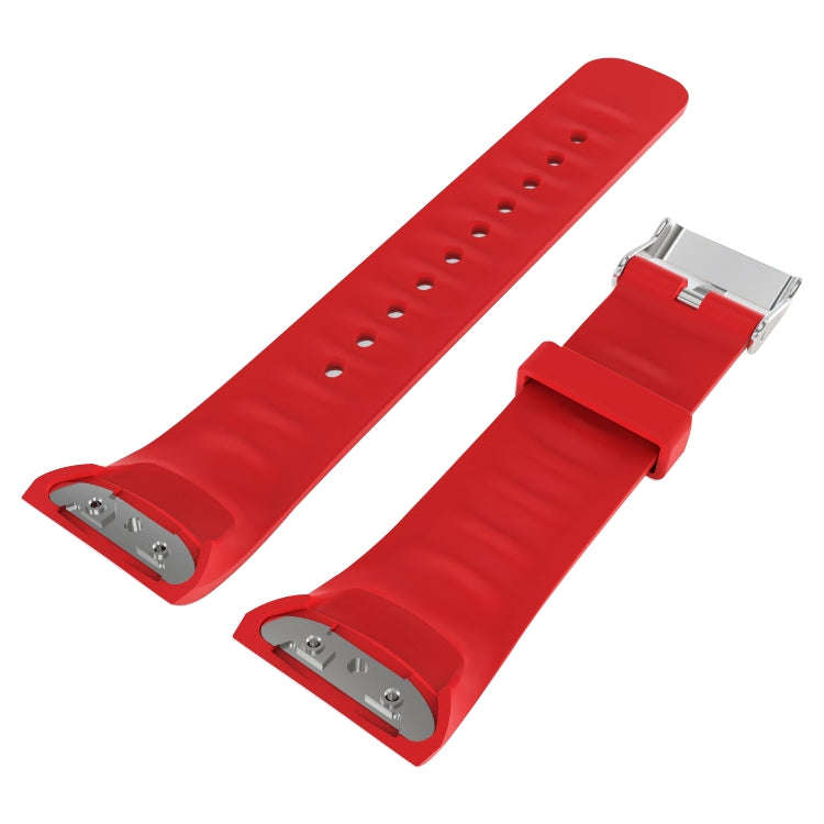 Solid Color Leather Watch Band for Galaxy Gear Fit2 R360 (Red)