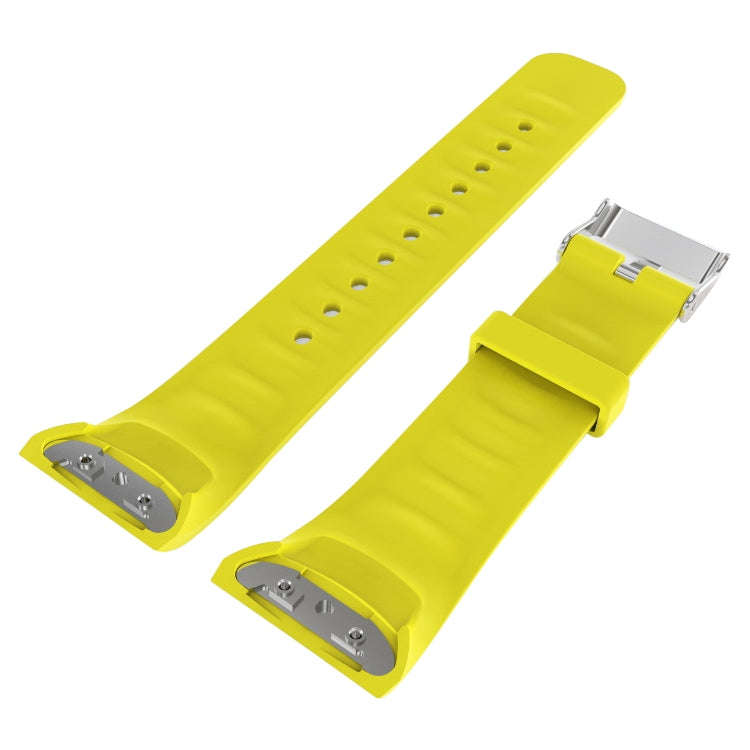 Solid Color Leather Watch Band for Galaxy Gear Fit2 R360 (Yellow)