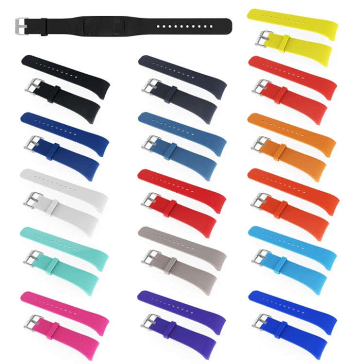 Solid Color Leather Watch Band for Galaxy Gear Fit2 R360 (Navy Blue)
