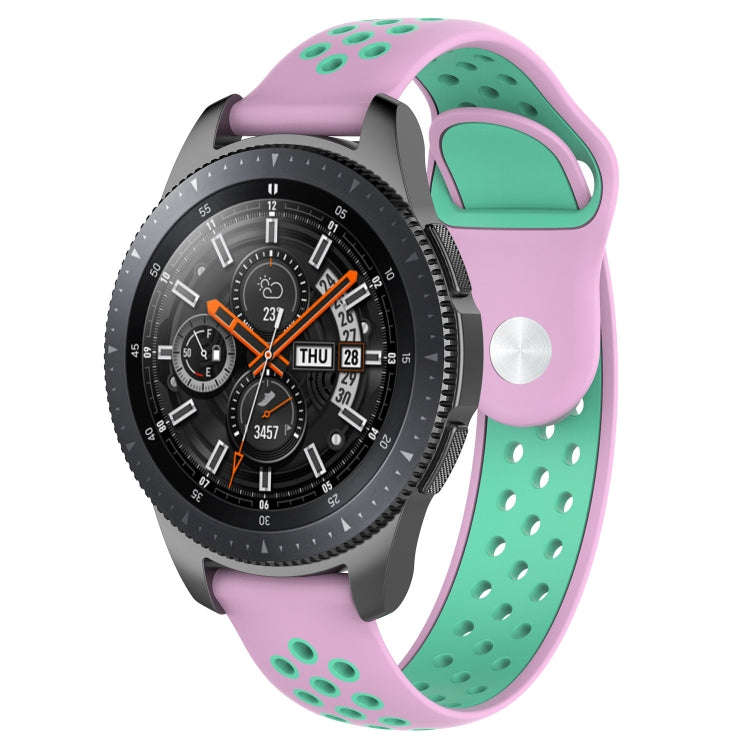 Double Color Watch Band for Galaxy Watch 46mm(Mint Green + Light Pink)