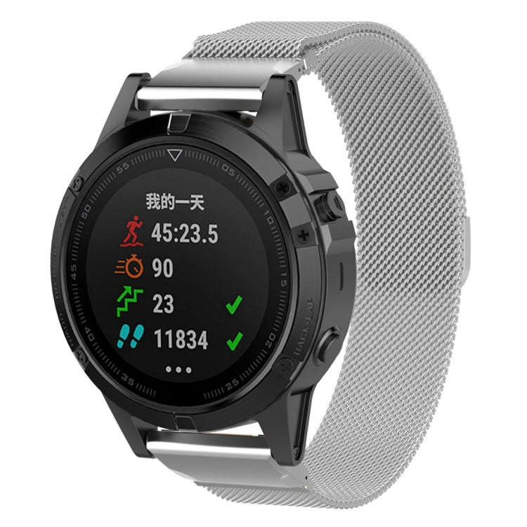 For Garmin Fenix 7X Milanese Watch Band (Silver)