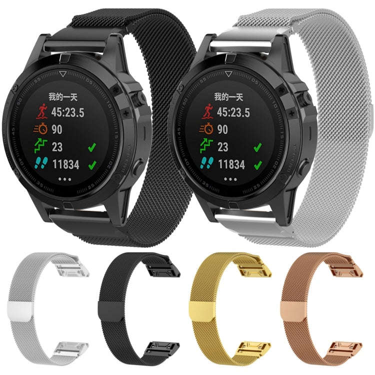 For Garmin Fenix 7X Milanese Watch Band (Silver)