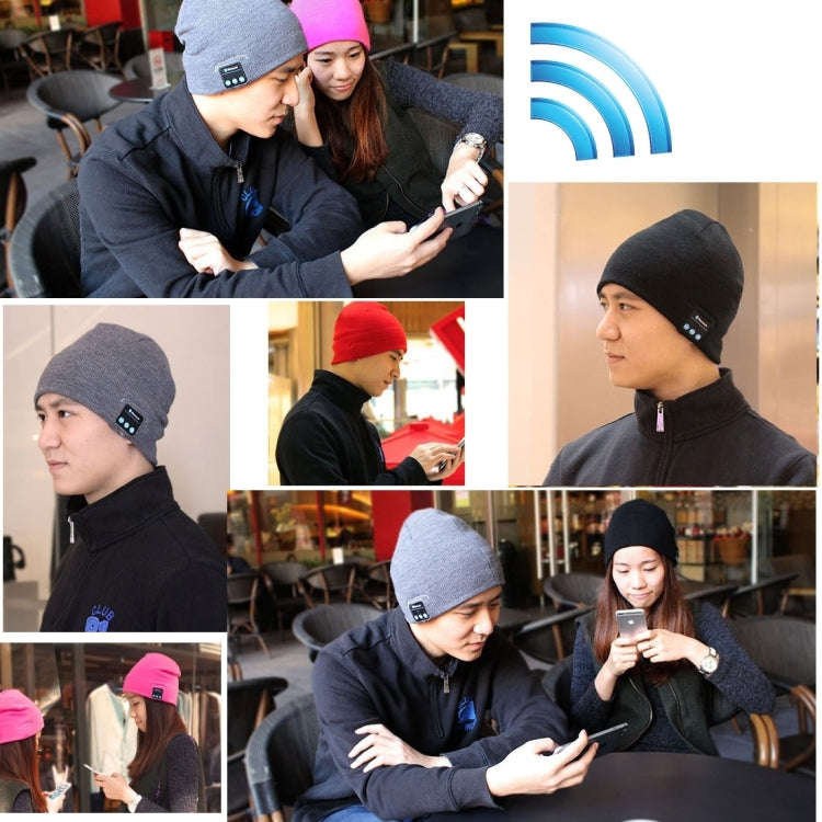 Square Textured Knitted Bluetooth Headset Warm Winter Hat with Mic for Boy & Girl & Adults(Black)