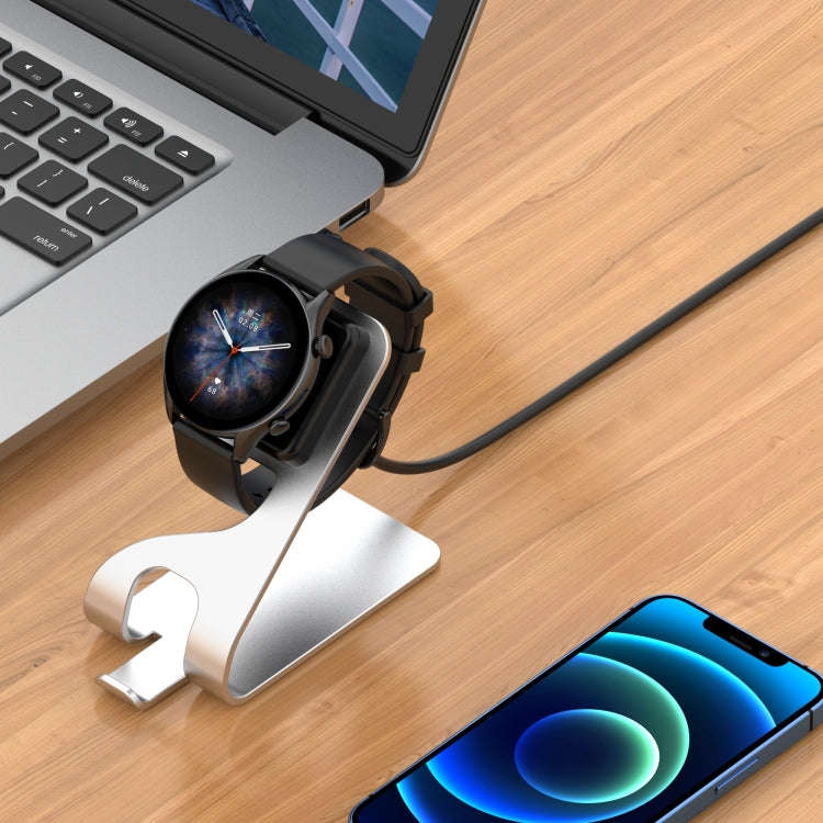 For Amazfit GTR3 / GTR3 Pro / GTS3 Rotatable Magnetic Metal Charging Base(Silver)