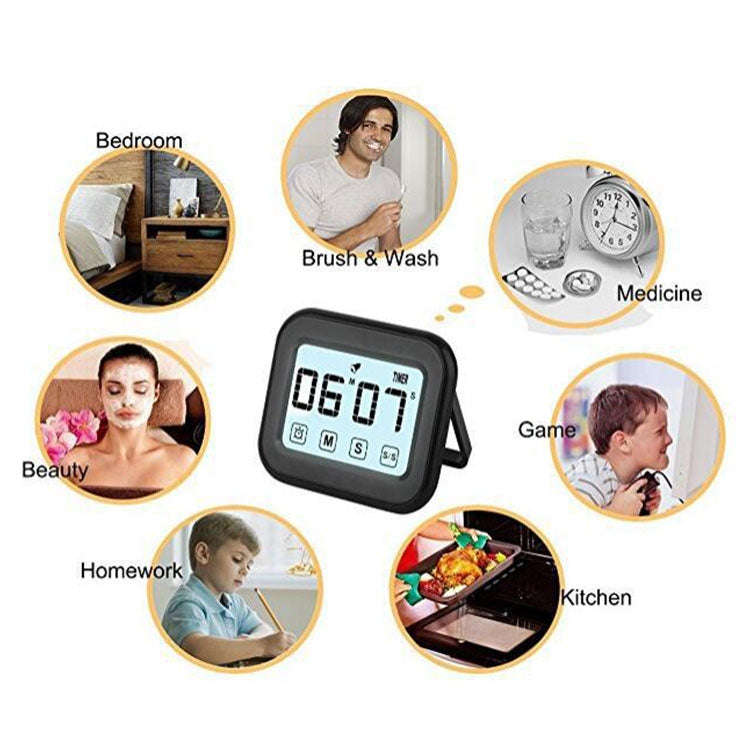 Kitchen Timer Digital Alarm Clock Large LCD Touch Screen Come with Night Light for Cooking Baking...