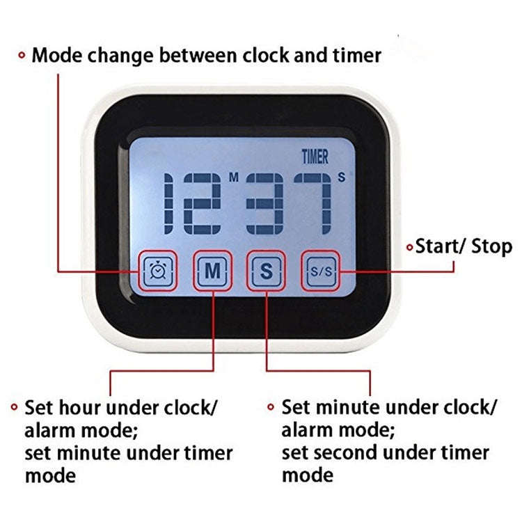 Kitchen Timer Digital Alarm Clock Large LCD Touch Screen Come with Night Light for Cooking Baking...