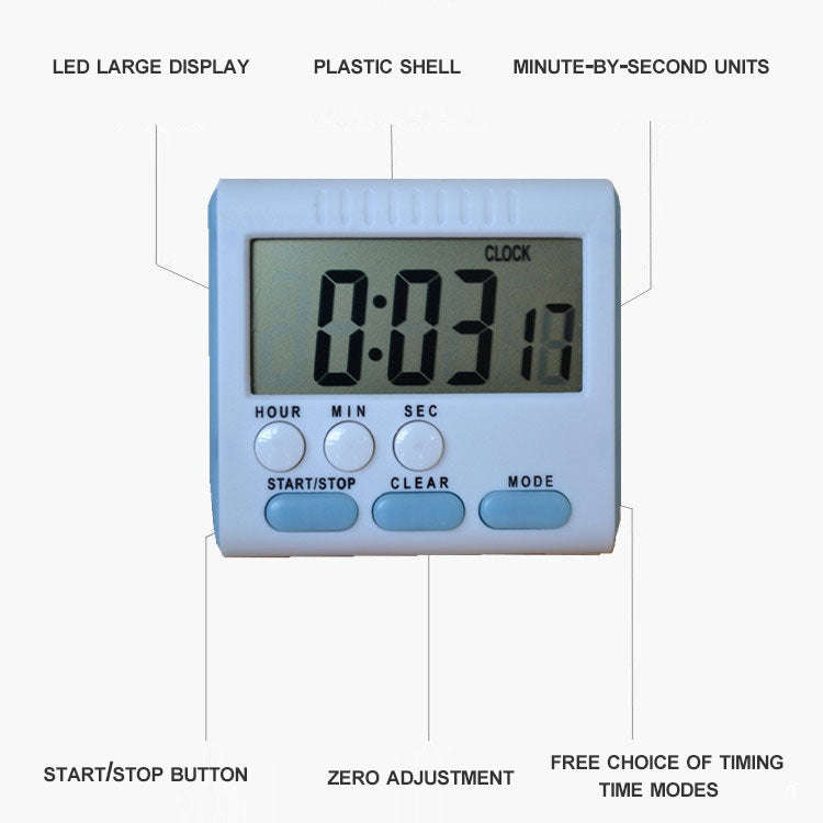 Kitchen Timer 24 Hours Digital Alarm Clock LCD Screen Magnetic Backing for Cooking Baking(Blue)