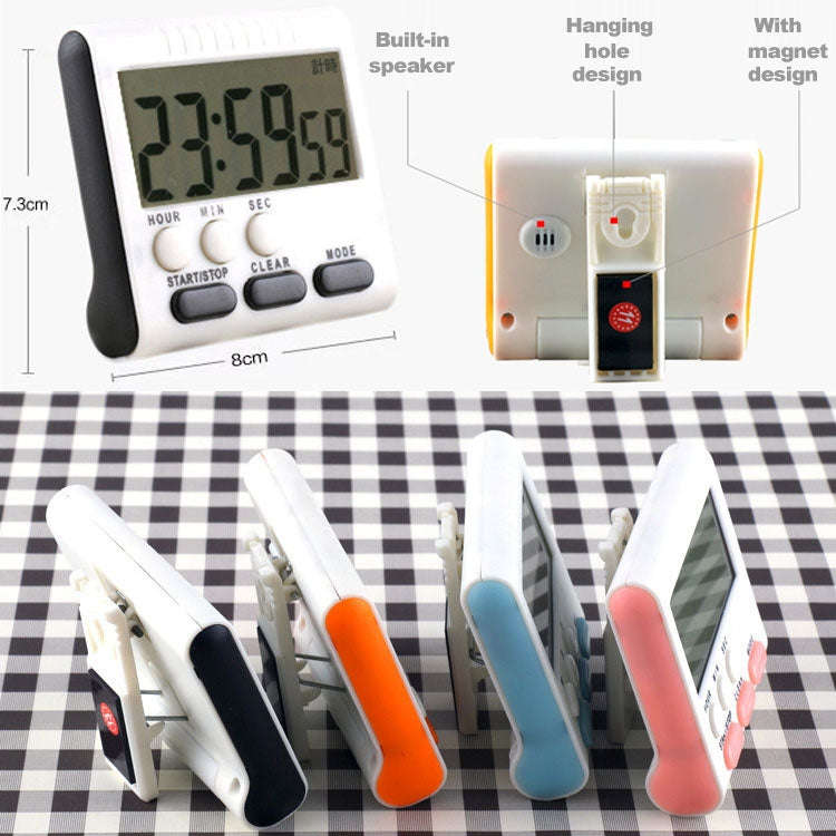 Kitchen Timer 24 Hours Digital Alarm Clock LCD Screen Magnetic Backing for Cooking Baking(Blue)