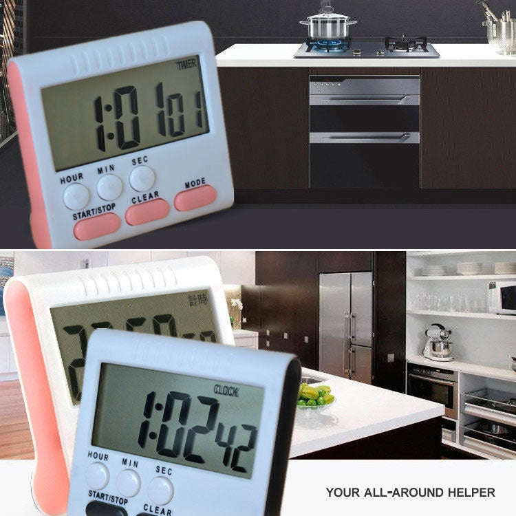 Kitchen Timer 24 Hours Digital Alarm Clock LCD Screen Magnetic Backing for Cooking Baking(Blue)