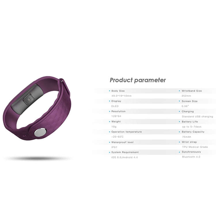 IWOWN i3 HR 0.96 inch OLED Display Bluetooth 4.0 Smart Bracelet, Support Call / Message Display,T...